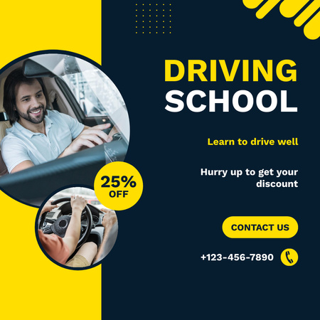 Highly Qualified Auto Driver's Trainings School At Reduced Price Instagram Design Template