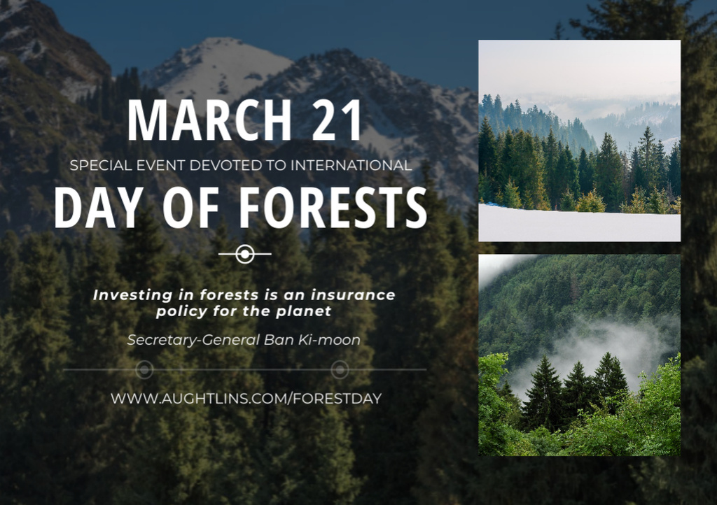 Plantilla de diseño de International Day of Forests Announcement Flyer A5 Horizontal 
