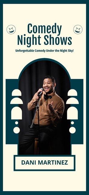 Designvorlage Cheerful Smiling Comedian Performing at Comedy Show für Snapchat Geofilter