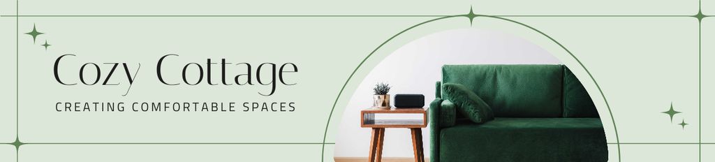 Green Furniture in Cozy Cottage Style Ebay Store Billboard Πρότυπο σχεδίασης