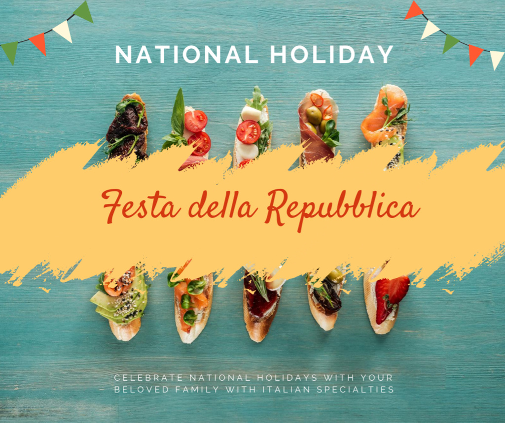 National Italian Holiday Celebration Facebook Modelo de Design