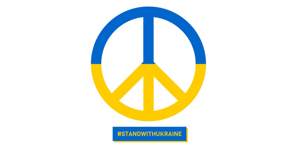 Peace Sign with Ukrainian Flag Colors Image Tasarım Şablonu
