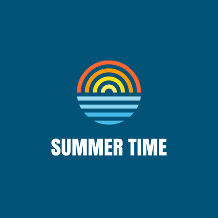 Ontwerpsjabloon van Logo van Sunset Sun over Sea