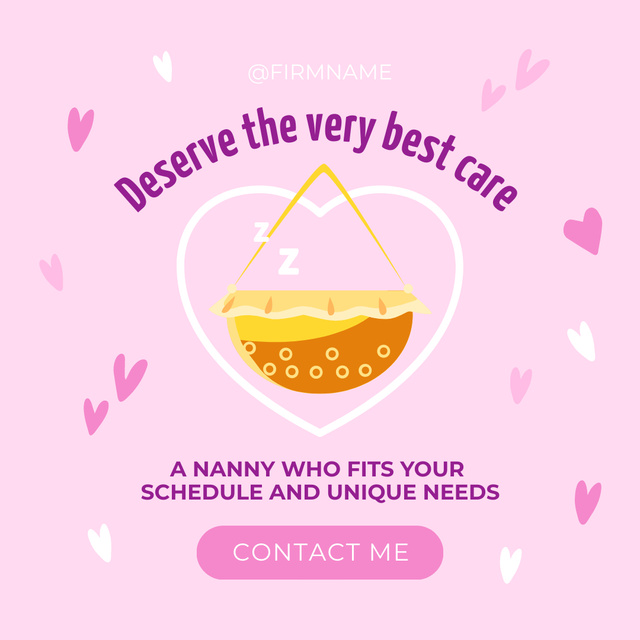 Child Care Service Advertisement on Pink Instagram Tasarım Şablonu