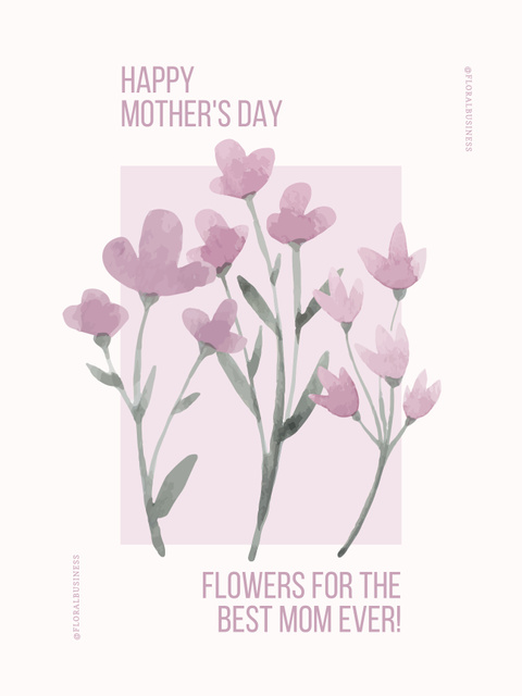 Ontwerpsjabloon van Poster US van Mother's Day Greeting with Cute Pink Flowers