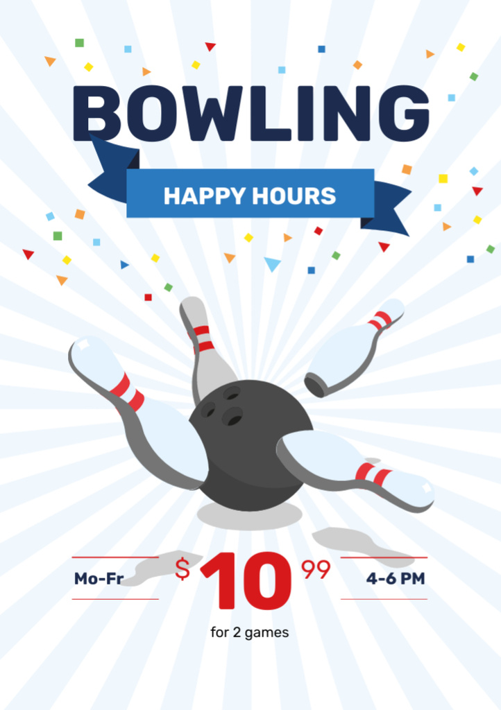 Bowling Special Offer Announcement Flyer A7 Design Template