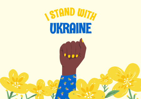 Black Woman standing with Ukraine Poster B2 Horizontal Design Template