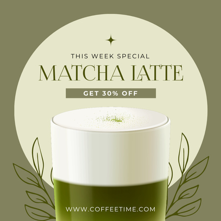 Ontwerpsjabloon van Instagram van Matcha Latte Special Offer