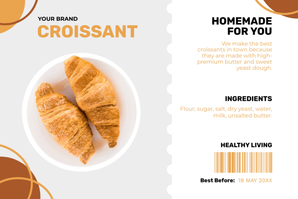 Delicious Homemade Croissants Retail Label Tasarım Şablonu