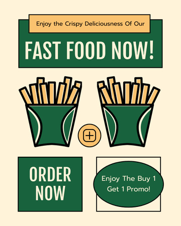 Fast Food Siparişi Reklamı Instagram Post Vertical Tasarım Şablonu
