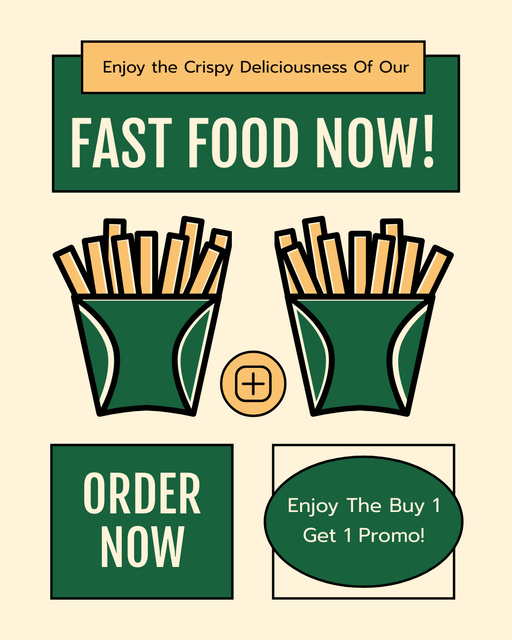 Designvorlage Ad of Fast Food Ordering für Instagram Post Vertical