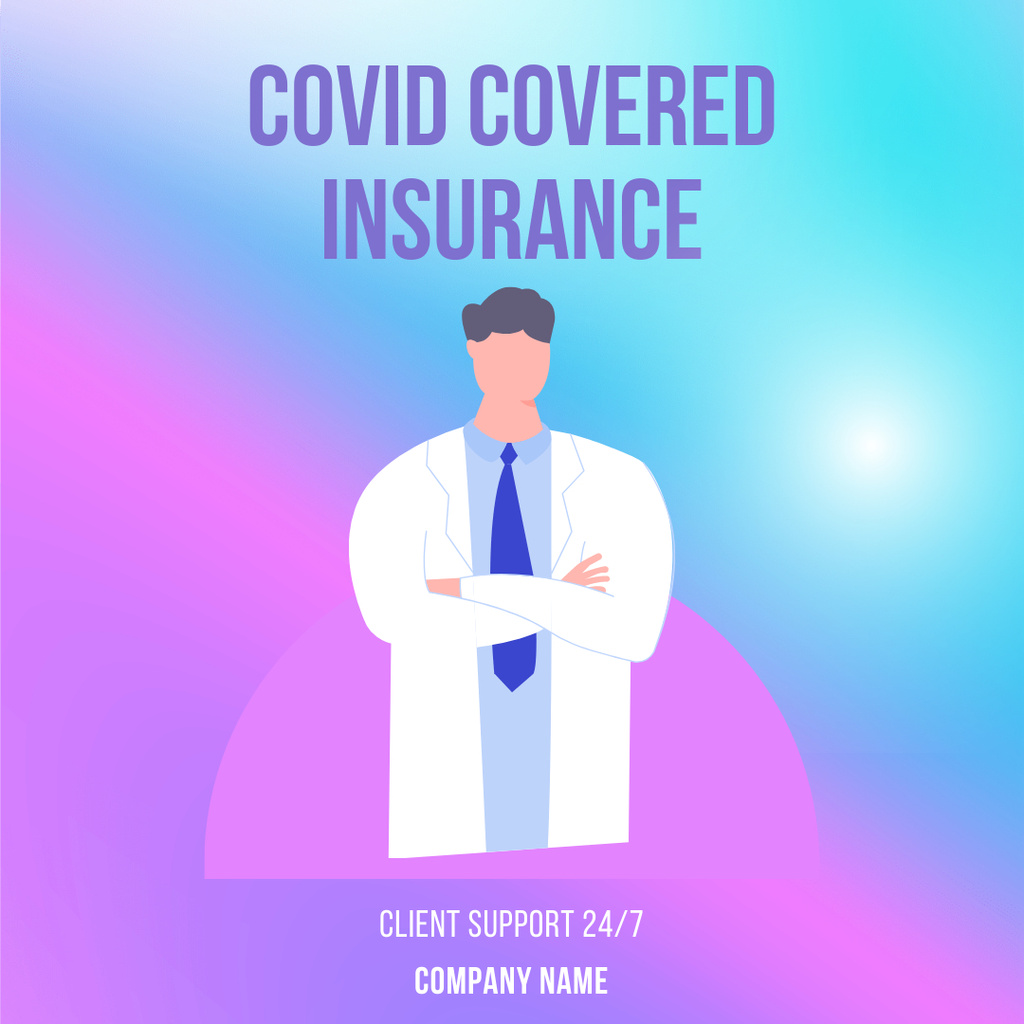 Covid Covered Insurance Ad with Doctor Instagram Modelo de Design