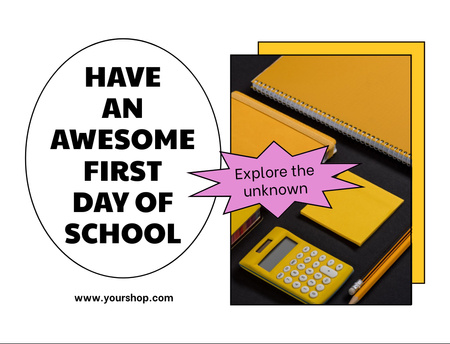 Back to School Announcement With Calculator Postcard 4.2x5.5in Design Template