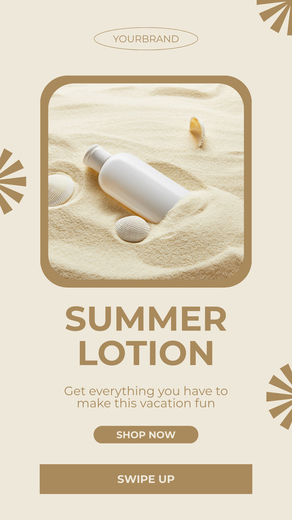 Designvorlage Summer Lotion Ad on Beige für Instagram Story