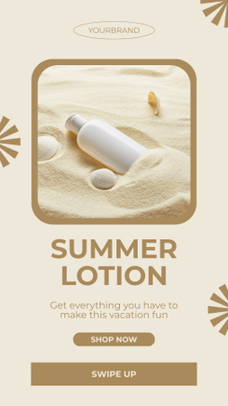 Designvorlage Sommerlotion-Werbung auf Beige für Instagram Story