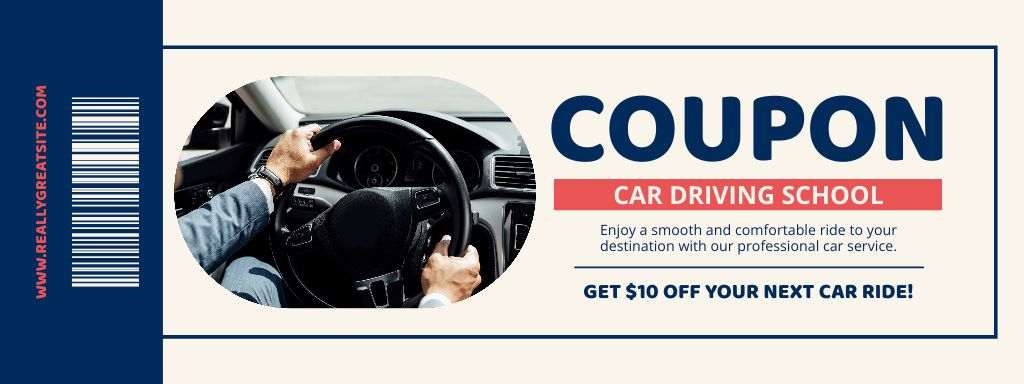 Awesome Car Driving School With Discount Offer Couponデザインテンプレート