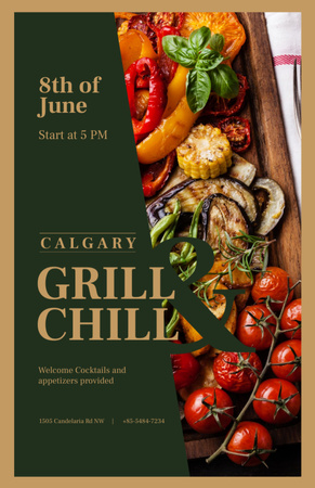 Grill Party With Summer Vegetables Invitation 5.5x8.5in Design Template
