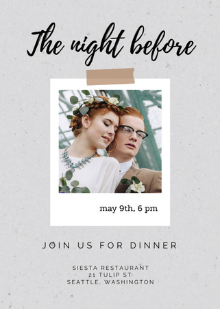Rehearsal Dinner Announcement with Newlyweds Invitationデザインテンプレート