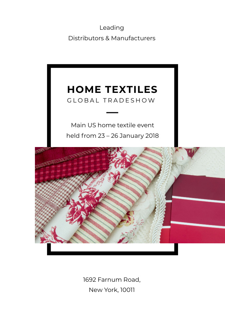 Home Textiles Event Ad in Red Flyer A6 Design Template