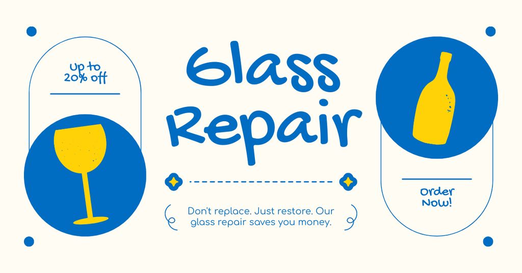 Plantilla de diseño de Ad of Services of Glass Repair Facebook AD 
