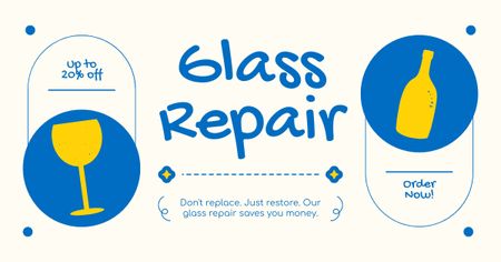Plantilla de diseño de Anuncio de Servicios de Reparación de Vidrios Facebook AD 