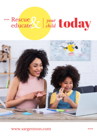 Mother is teaching Her Daughter Poster Design Template