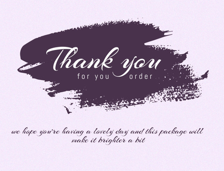 Thankful Phrase with Purple Brush Strokes Thank You Card 4.2x5.5in Design Template