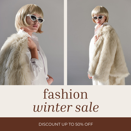 Výprodej dámských kabátů z umělé kožešiny Instagram Šablona návrhu