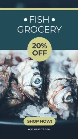 Offer of Fish in Grocery Store Instagram Video Story Design Template