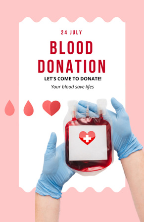 Ontwerpsjabloon van Invitation 5.5x8.5in van Oproep om bloed te doneren om levens te redden in het roze