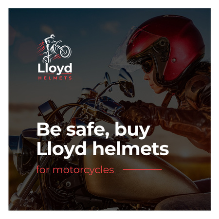 Bikers Helmets Promotion Woman on Motorcycle Instagram AD Design Template