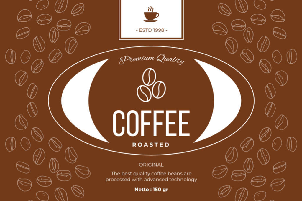 Ontwerpsjabloon van Label van Roasted Coffee of Premium Quality