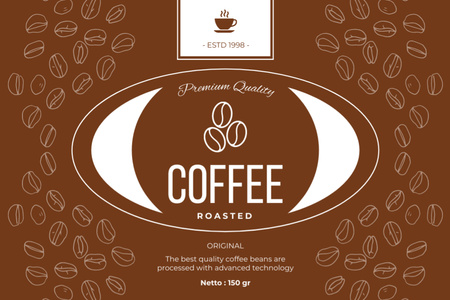 Prémium minőségű pörkölt kávé Label tervezősablon