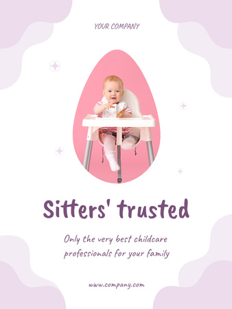 Platilla de diseño Trustworthy Babysitting Care Services for Newborns Poster US