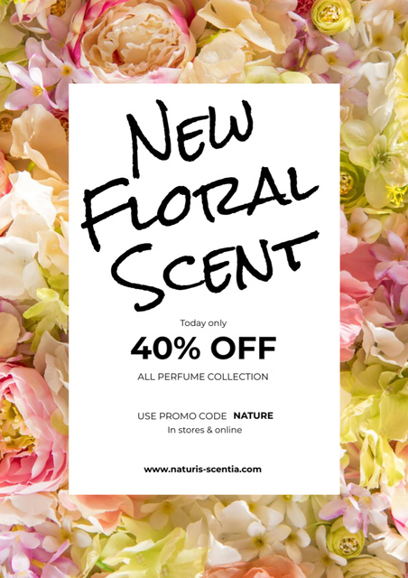 Plantilla de diseño de Discount on New Floral Fragrance Poster A3 