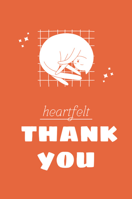 Heartfelt Thanks on Orange Background Postcard 4x6in Vertical Modelo de Design