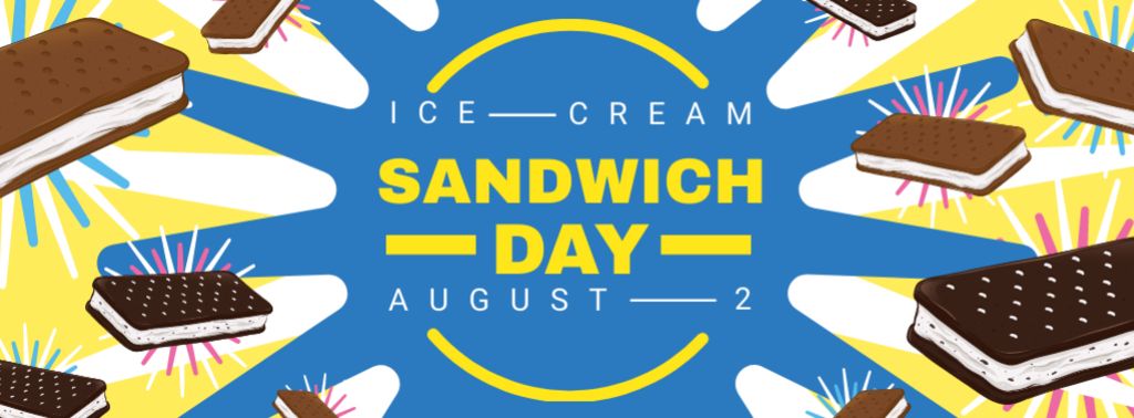Ontwerpsjabloon van Facebook cover van Sweet ice cream sandwich Day on Blue