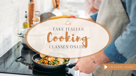 Plantilla de diseño de Clases de cocina italiana en línea Youtube Thumbnail 