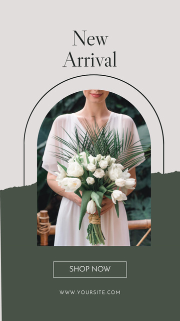 Woman In Dress With Bouquet Instagram Story – шаблон для дизайну