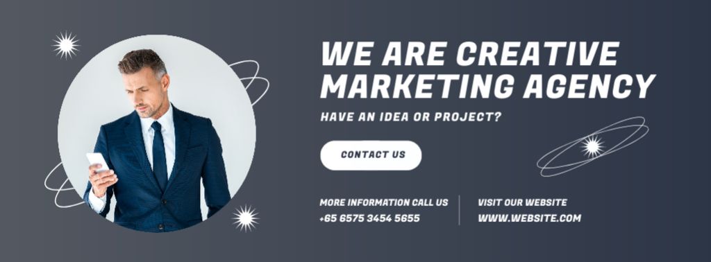 Creative Marketing Agency Services Offer on Grey Facebook cover Šablona návrhu