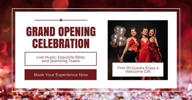Awesome Grand Opening Celebration With Balloons Facebook AD Design Template