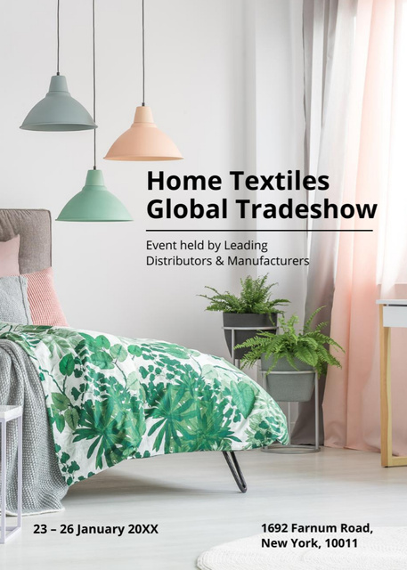 Home Textiles Event Announcement with White Silk Flayer Design Template