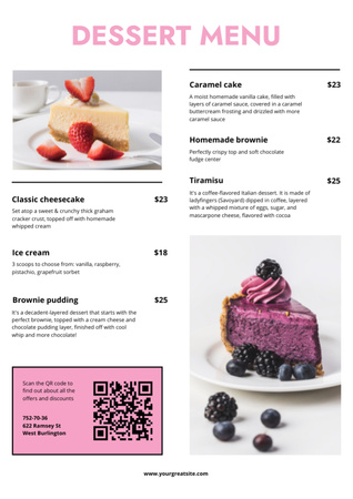 Delicious Cakes and Ice-Creams In Cafe Desserts List Menu tervezősablon