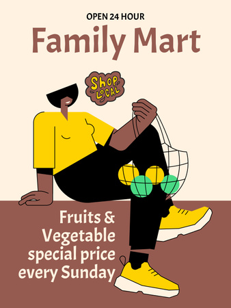 Sunday Sale Offer For Food In Supermarket Poster US Design Template