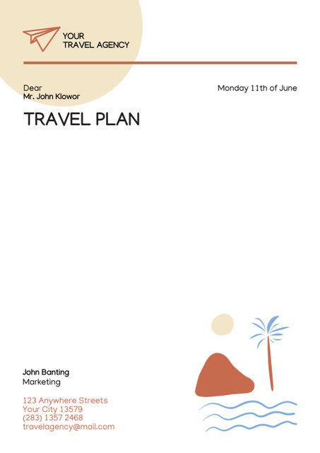Plantilla de diseño de Travel Plan Offer Letterhead 