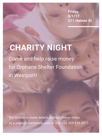 Happy kids in circle on Charity Night Poster US Tasarım Şablonu