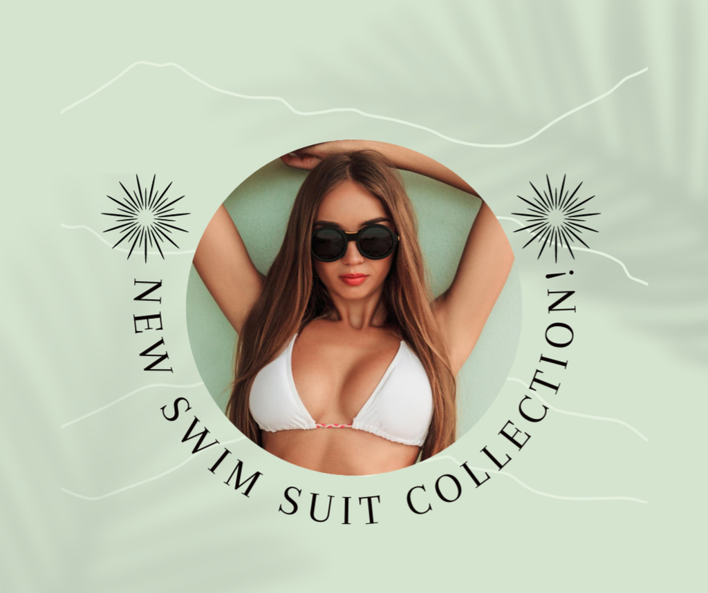 New Swimsuit Collection Announcement Facebook Modelo de Design