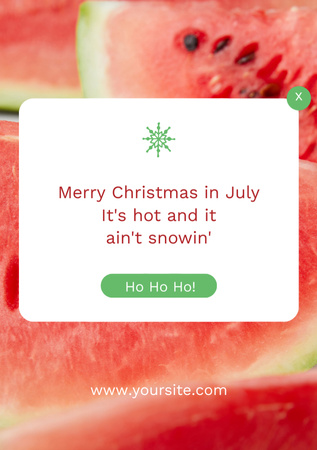Designvorlage Wassermelonenscheiben zu Weihnachten im Juli für Postcard A5 Vertical
