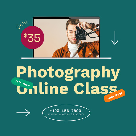Ontwerpsjabloon van Instagram van Online Photography Classes Offer