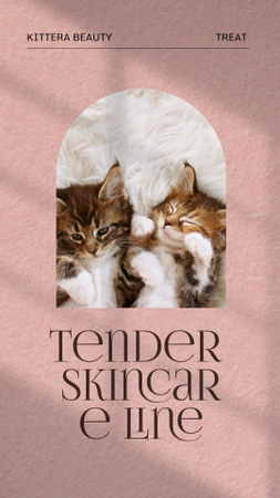 Skincare Ad with Cute Kittens Instagram Video Story Modelo de Design
